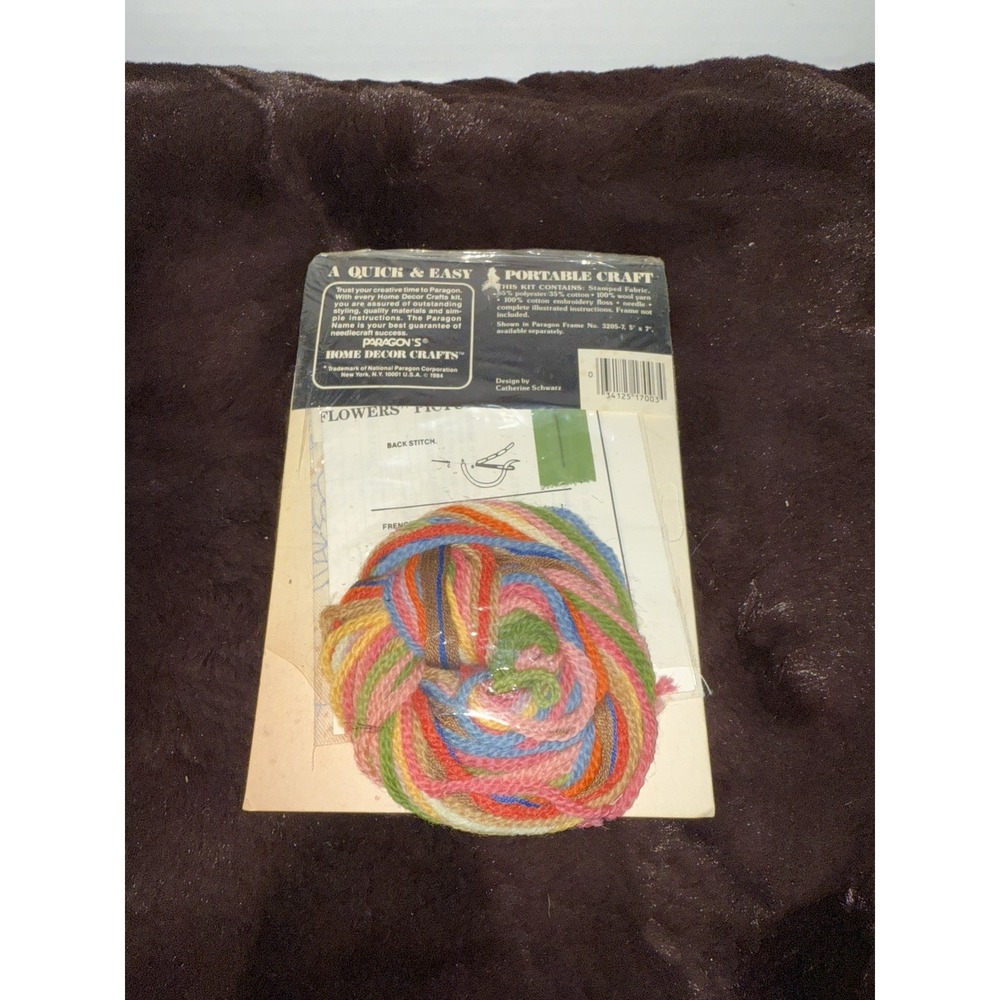 Paragon Needlecraft Summer Flowers Stitchery Picture Kit 1984", 5 x 7‎ NIP - Picture 2 of 2